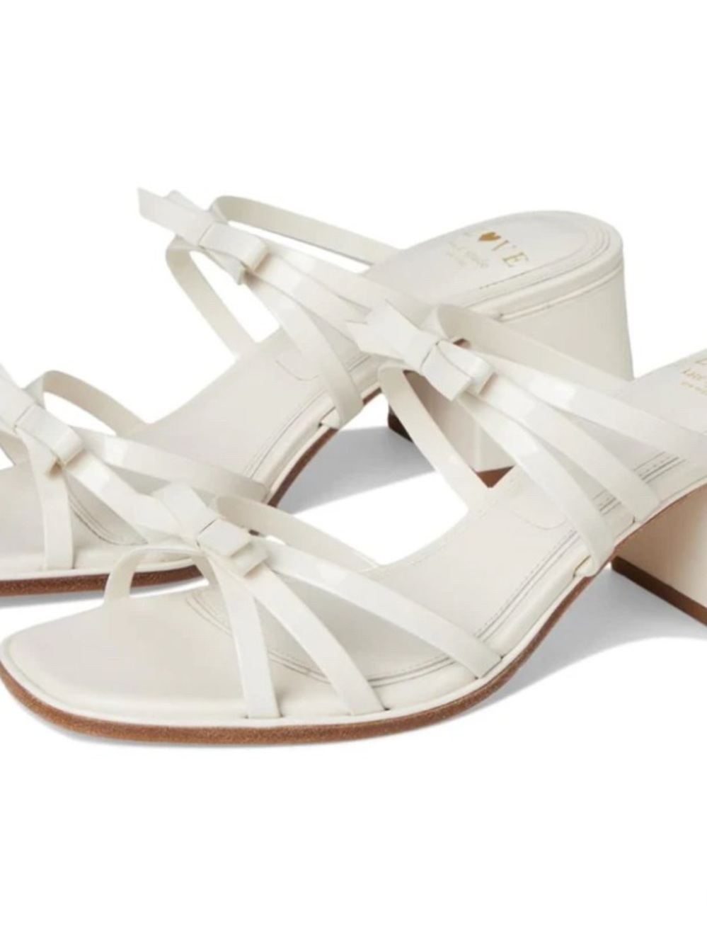 kate spade Cream Strappy Knot Mid-Heel Sandals